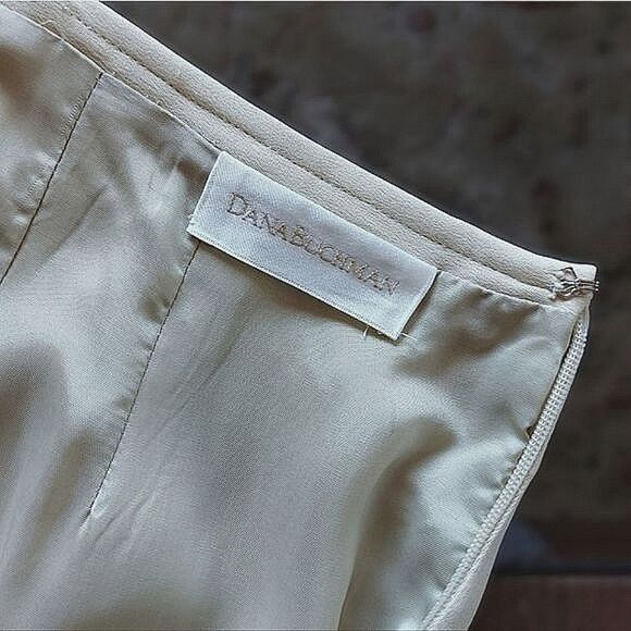 Vtg Dana Buchman cream silk high waisted below knee pencil skirt - Picture 5 of 14
